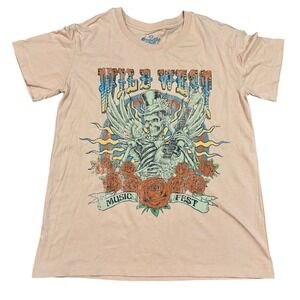 Goodie Two Sleeves‎ Wild West Music Fest Graphic T-Shirt Skeleton Roses Medium